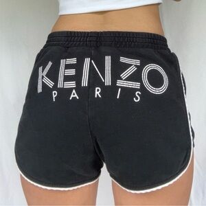 kenzo paris black & white logo lounge shorts